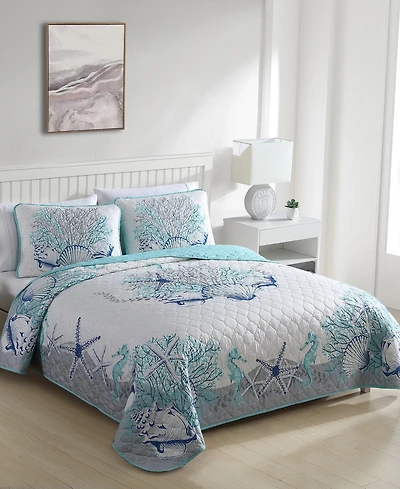 Carribbean Joe Coastal 3-Piece Quilt Set, King