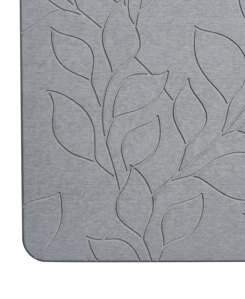 Vcny Home Carved Leaves Diatomite Stone Bath Mat, 16" x 24"