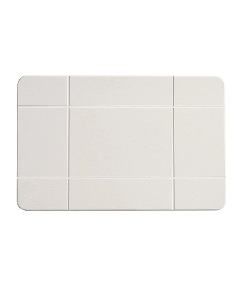 Vcny Home Carved Grid Diatomite Stone Bath Mat, 16" x 24"