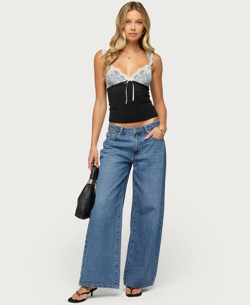 Edikted Women's Troya Contrast Lacey Top