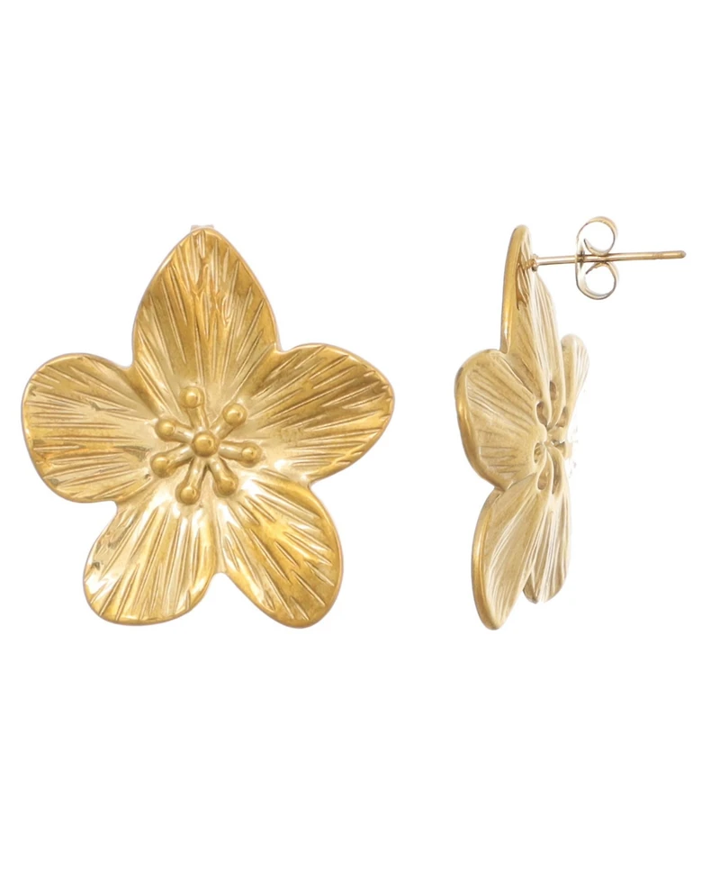Adornia Tarnish Resistant Gold Statement Flower Stud Earrings