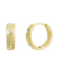 Adornia Gold Cubic Zirconia Dotted Hoop Earrings