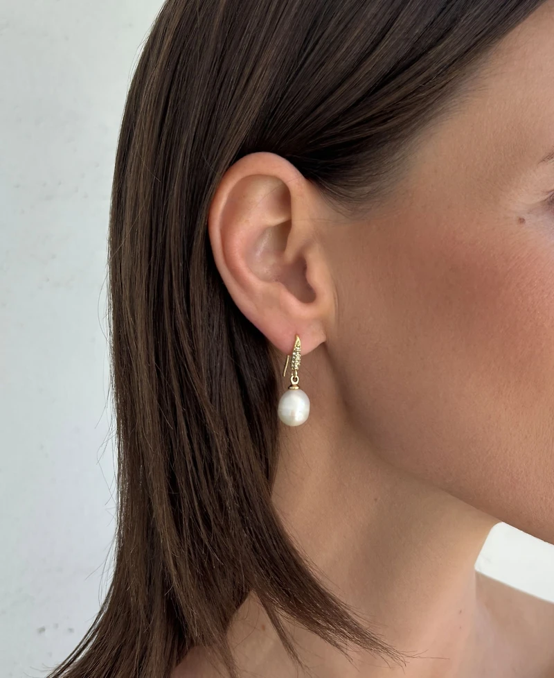 Adornia Gold Natural Freshwater Imitation Pearl Drop Earrings