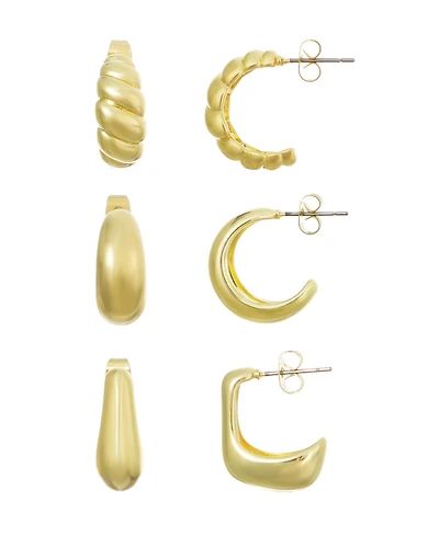 Adornia Gold Chunky 3-Piece Hoop Earring Set