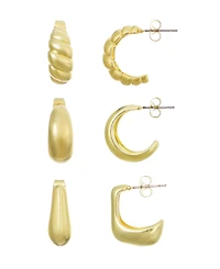 Adornia Gold Chunky 3-Piece Hoop Earring Set