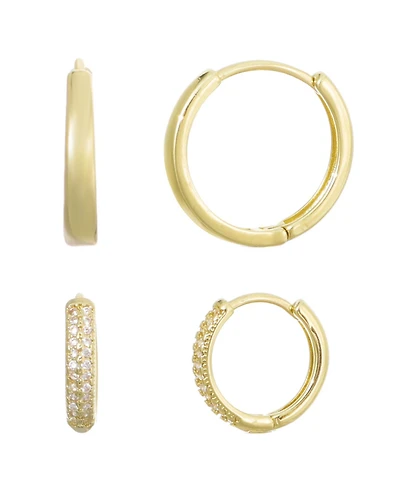Adornia Gold Cubic Zirconia Hoop Earring 2-Piece Set