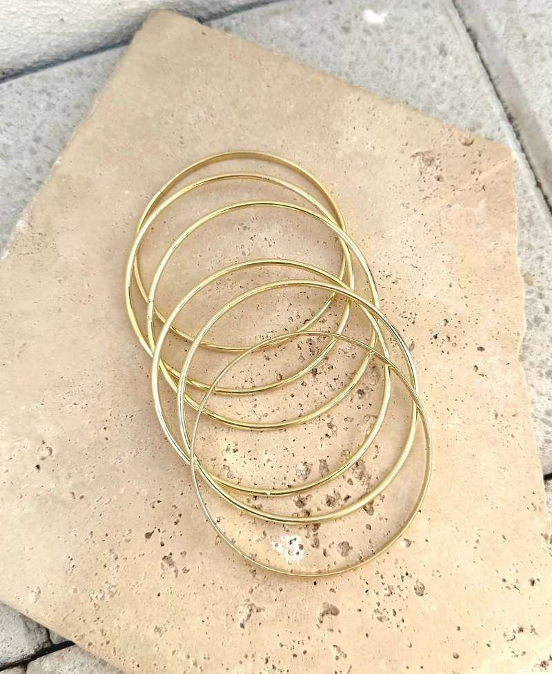 Adornia Gold-Plated Thin Bangle Bracelet 6-Piece Set
