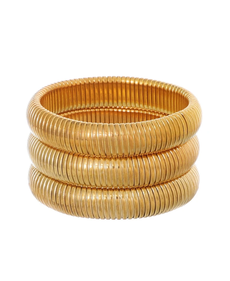 Adornia Gold Set of 3 Coil Stretch Bracelets