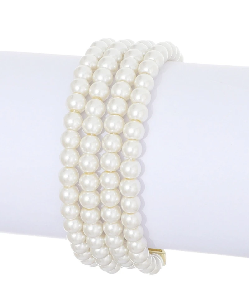 Adornia Imitation Pearl Multi-Strand Statement Bracelet