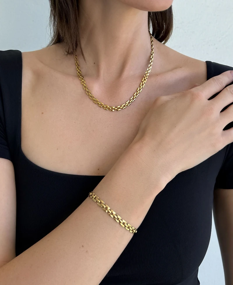 Adornia Tarnish Resistant Gold Grid Chain Bracelet