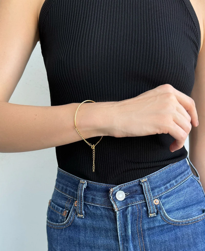 Adornia Tarnish Resistant Gold Cuff Adjustable Chain Bracelet