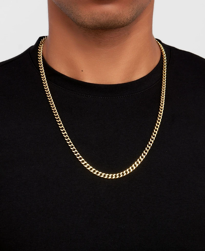 Adornia Men's Tarnish Resistant Gold 5mm Curb Chain Bracelet and Necklace Set