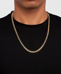 Adornia Men's Tarnish Resistant Gold 5mm Curb Chain Bracelet and Necklace Set