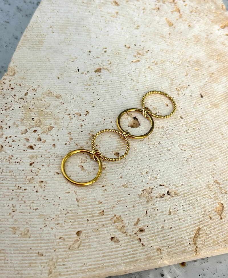 Adornia Tarnish Resistant Gold Four Band Connected Ring Set