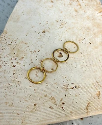 Adornia Tarnish Resistant Gold Four Band Connected Ring Set