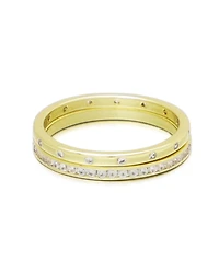 Adornia 14k Gold 1/2 Eternity and Dotted Band Set of 2 Rings