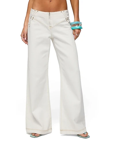 Edikted Women's Kianni Low Rise Wide Leg Jeans