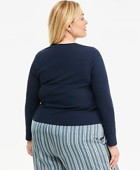 On 34th Plus Meet & Greet Long-Sleeve Top, Macy's Exclusive