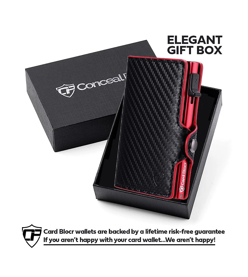 Conceal Plus Men's Card Blocr Rfid Blocking Card Holder Pop Up Wallet for Men - Minimalist Front Pocket Wallet with Internal Cash Id Storage