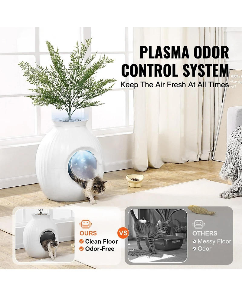 Cozito Plant Cat Litter Box Hidden Cat Litter Enclosure with 9.48 in Entrance and Lighting