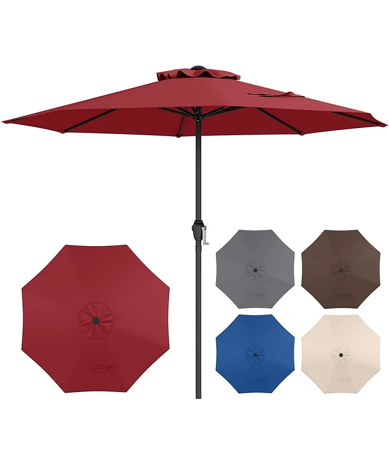 Sugift Outdoor Heavy Duty Market Umbrella with Crank Handle and 8 Sturdy Ribs