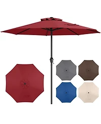 Sugift Outdoor Heavy Duty Market Umbrella with Crank Handle and 8 Sturdy Ribs
