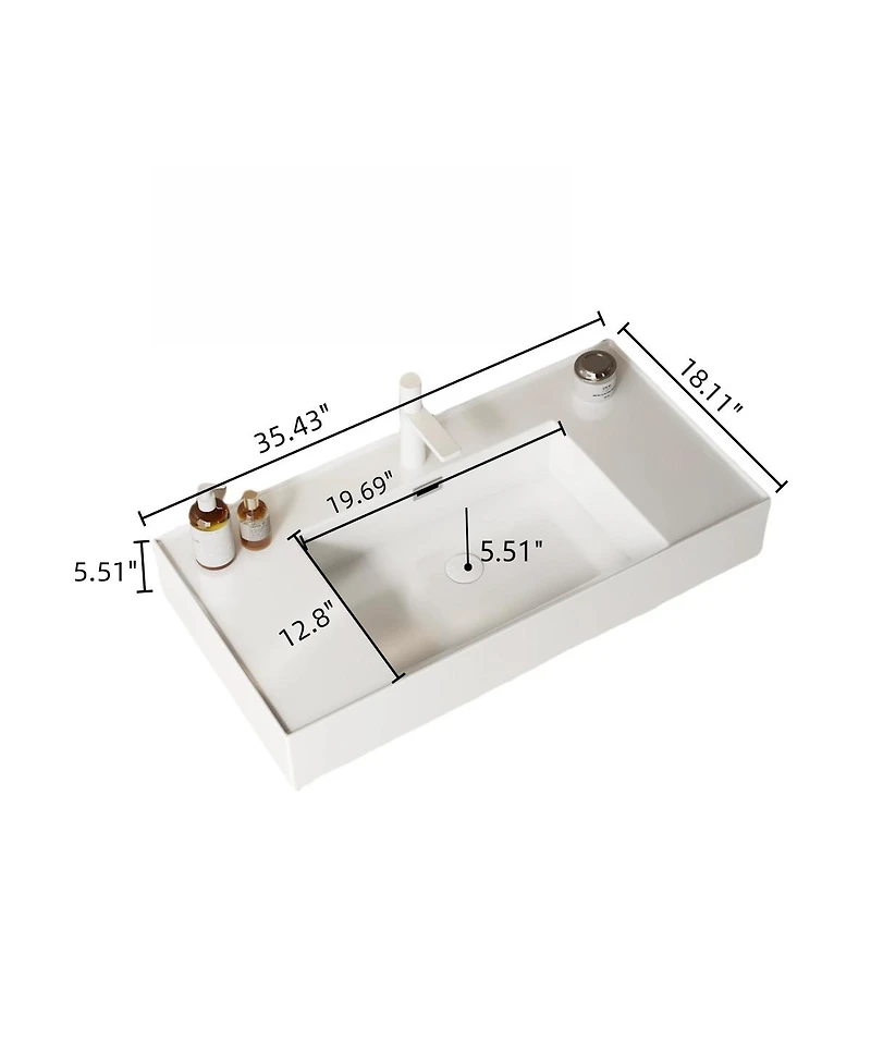Sillysis Floating Bathroom Vanity with Acrylic Integrated Sink, Wall Mounted Shelf
