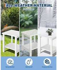 gaomon Outdoor Side Table, 18x15 inches , Hdpe 2-Tier Patio End Table, All-Weather Outdoor Table for Pool, Deck and Backyard