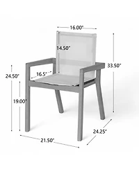Clihome 2-Piece Acacia Wood Outdoor Dining Chairs Mesh Patio Armrest Chair