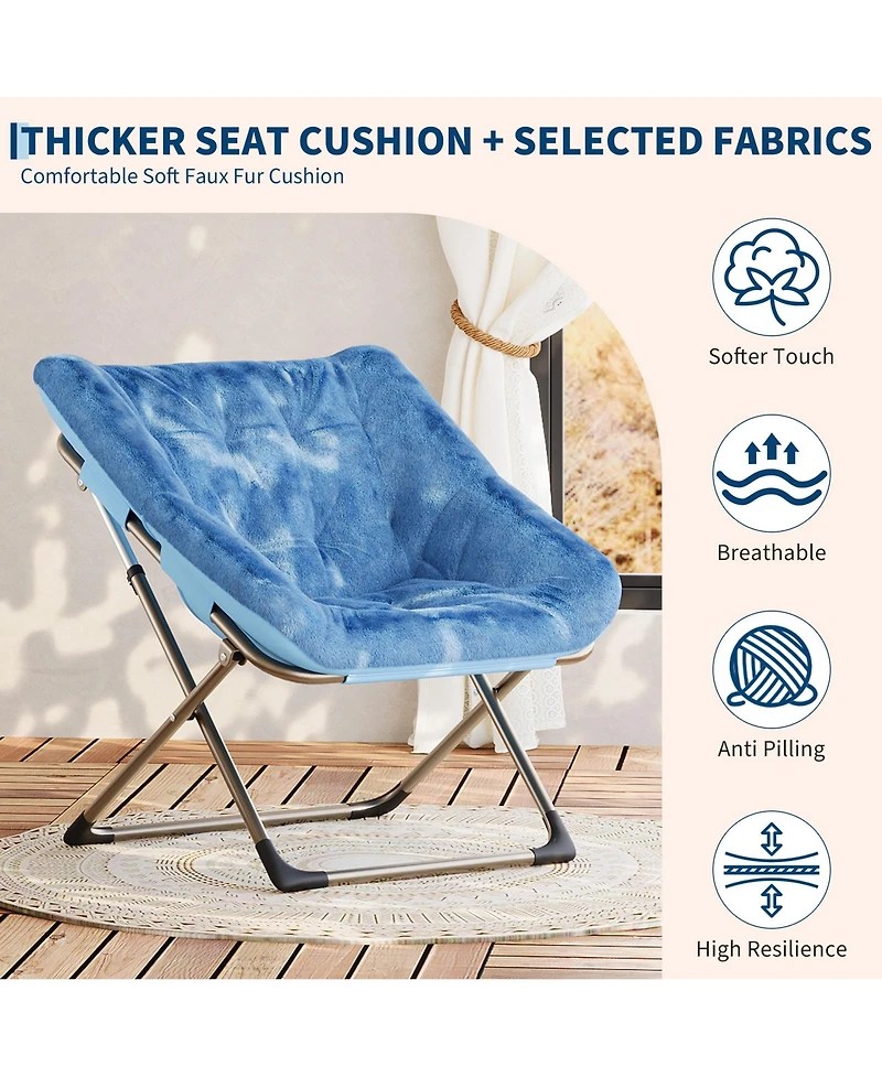 homfan Collapsible Faux Fur Saucer Chair