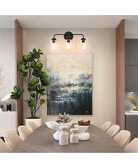 Midola 3-Light with Clear Glass Glacier Shade, Unique Hand-make Lampshade, Industrial Indoor Light Fixture for Living Room Bedroom Over Kitchen Sink