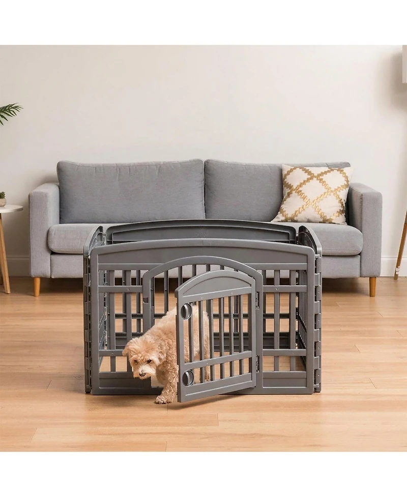 Iris Usa Exercise Pet Playpen Plastic 4 Panel Gate with Door for Dogs