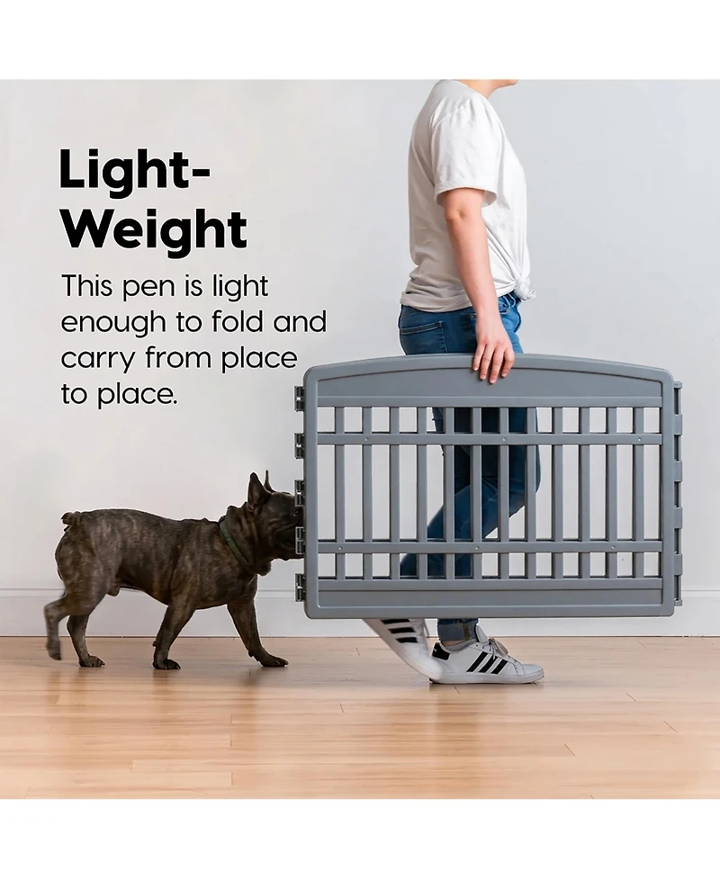 Iris Usa 24 Exercise Pet Playpen, Plastic 6 Panel Gate with Door for Dogs