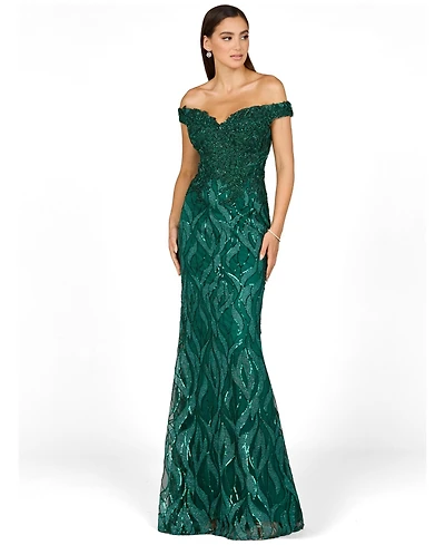 Lara Women's Off Shoulder, Mermaid Lace Gown