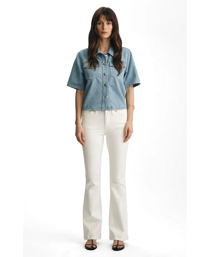 Mavi Jeans Women's Sydney High Rise Flare Off White Gold Premium