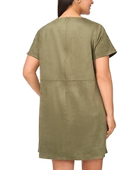 Vince Camuto Plus Paneled Exposed Stitching Shift Mini Dress