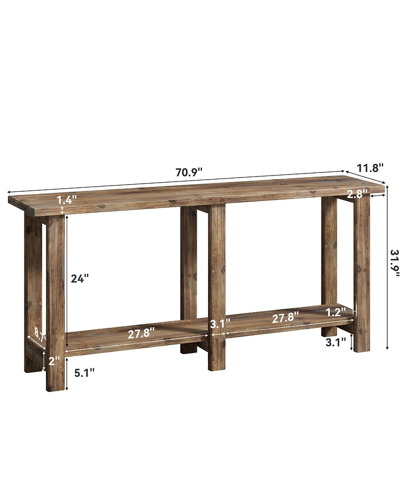 Tribesigns Solid Wood Console Table, 70.9-Inch Extra Long Wooden Sofa Table Behind Couch