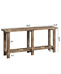 Tribesigns Solid Wood Console Table, 70.9-Inch Extra Long Wooden Sofa Table Behind Couch