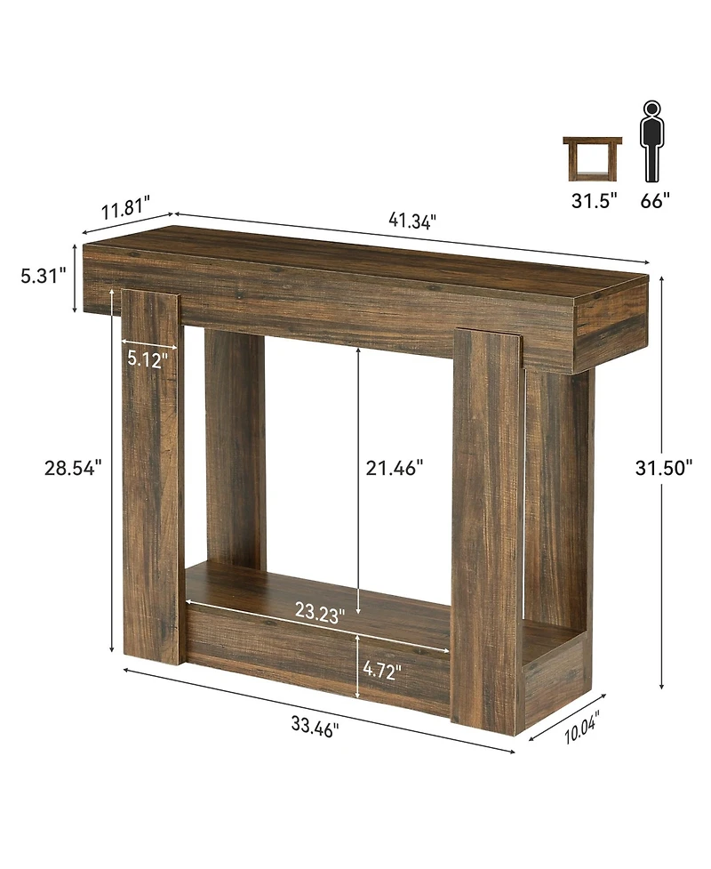 Tribesigns 41.34" Console Table with Storage Shelf, Narrow Entryway Table, Farmhouse Sofa Table Behind Couch