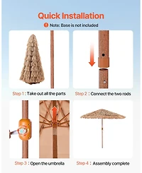 Gouun 9 feet Thatched Patio Umbrella with Tilt Hawaiian Style Outdoor Beach Parasol