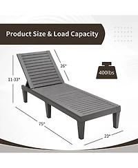 Sugift 5-Position Adjustable Pp Outdoor Chaise Lounge Chair, 75 x 23 in