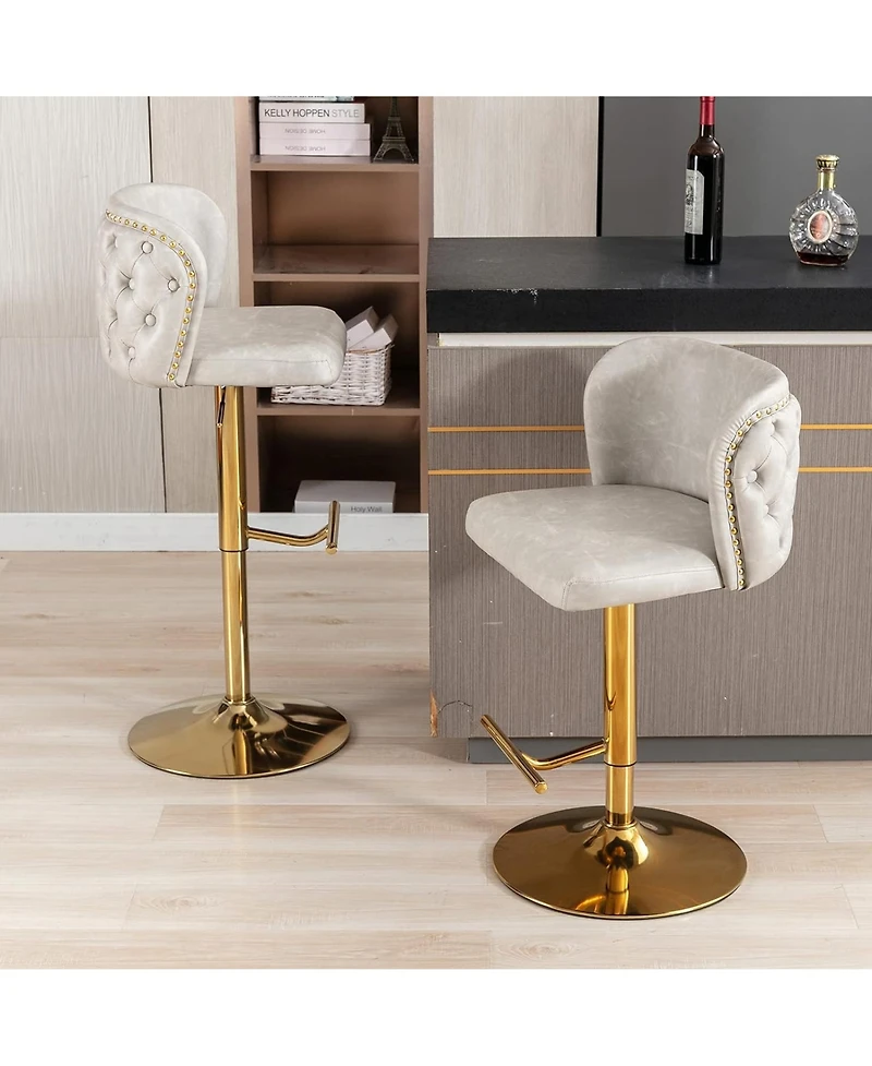 Rainsken Barstools Set of 2 - Modern Pu Leather Bar Stools