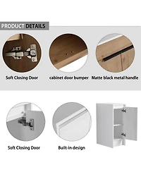 Sillysis Freestanding Double Bathroom Vanity Set with Ceramic Sinks, Plywood Cabinets, Center Storage for Modern Bathrooms