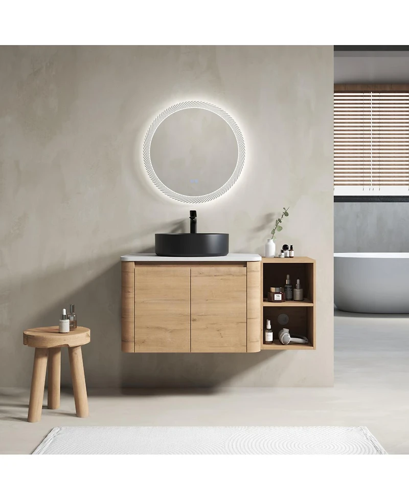 Sillysis Wall Mounted Bathroom Vanity with Ceramic Vessel Sink