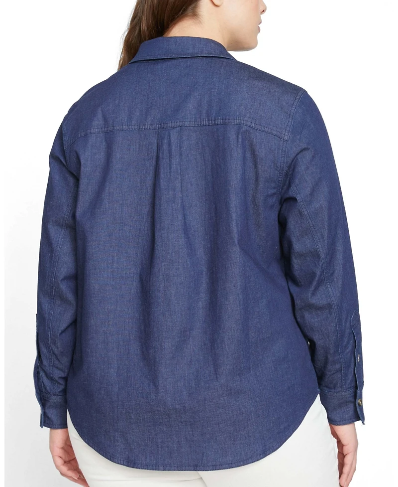Universal Standard Plus Minimalist Stretch Cotton Chambray Shirt