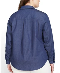 Universal Standard Plus Minimalist Stretch Cotton Chambray Shirt