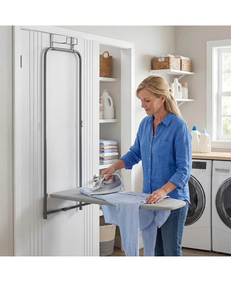 Ecooso Slim Over-the-Door Hanging Ironing Board with Cotton Cover, 35-in Surface