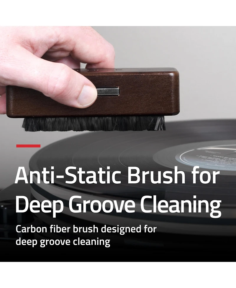 Fluance Vinyl Record and Stylus Cleaning Kit with Anti-Static Carbon Fiber Brush and Stylus Brush