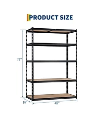 homfan 5 Tier Storage Shelf, Heavy Duty Metal Shelving Unit with Adjustable Shelves for Pantry or Basement