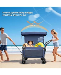 Streamdale Furniture Multi-Functional Folding Wagon Cart with Canopy All-Terrain Wheels 480lbs Cap